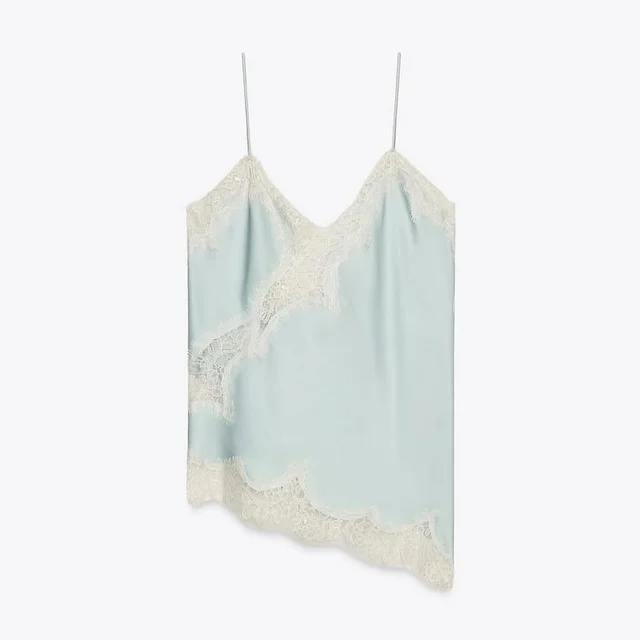 ZARA เสื้อสายเดี่ยวลูกไม้สีฟ้า thumbnail 6