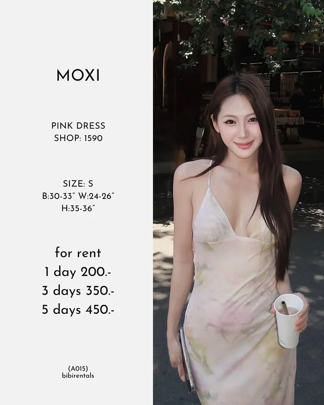 เดรสยาว MOXI Pink Dress A015 ชุดเวียดนาม