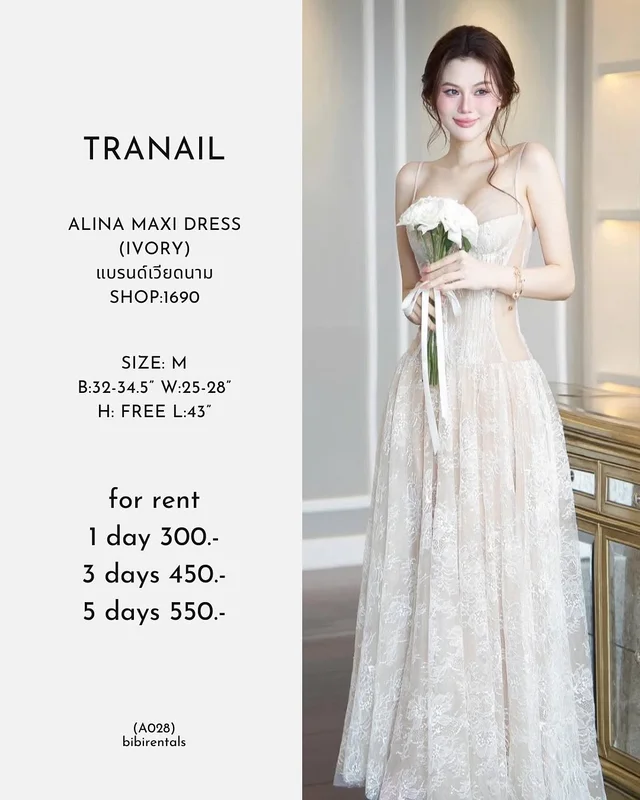 TRANAIL ALINA MAXI DRESS ชุดเวียดนาม เดรสยาว Size M