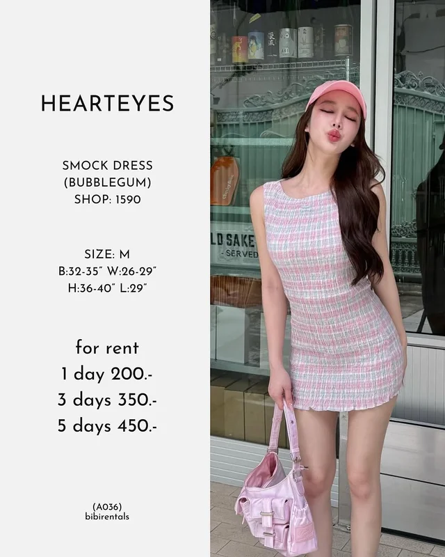 HEARTEYES Smock Dress Bubblegum Size M