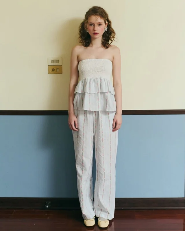 VETAKA Bandeau Top Wide leg Pants Set thumbnail 3