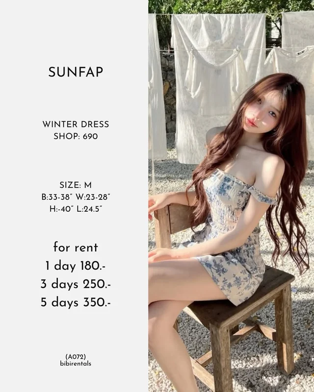 SUNFAP Winter Dress ชุดเดรสสั้นลายดอก