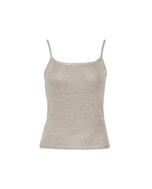 RUSH Kira Knitted Sequin Cami Top Smoke thumbnail 3
