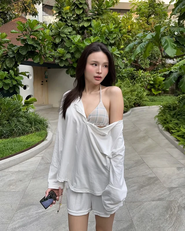 HEARTEYES Plaid Bikini Oatmeal ชุดว่ายน้ำ thumbnail 4
