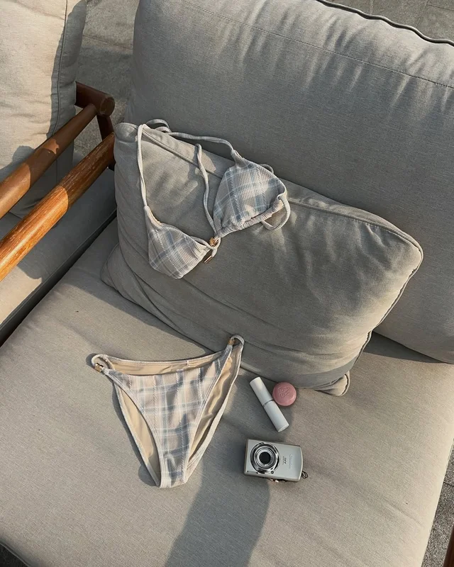 HEARTEYES Plaid Bikini Oatmeal ชุดว่ายน้ำ thumbnail 7