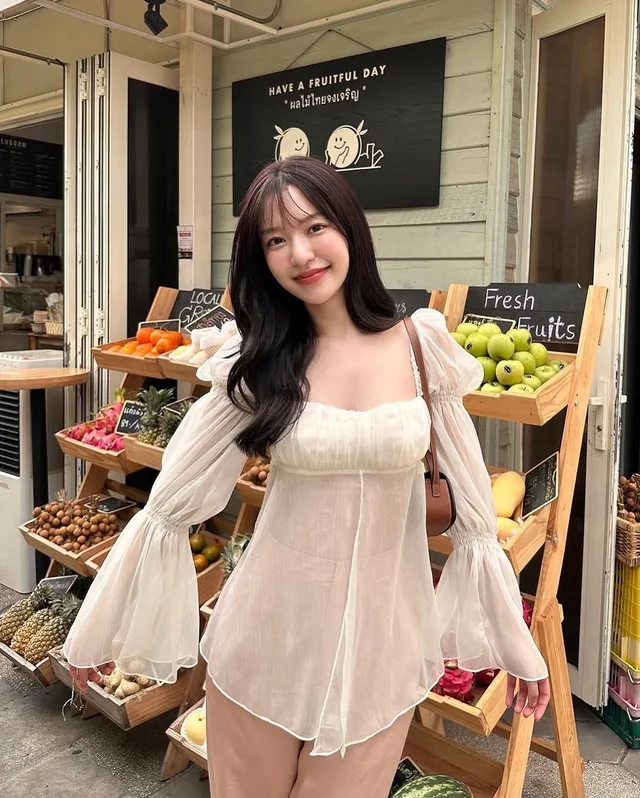 MITR Mali White Chiffon ชุดเซ็ตเสื้อและกางเกง Size S M thumbnail 4