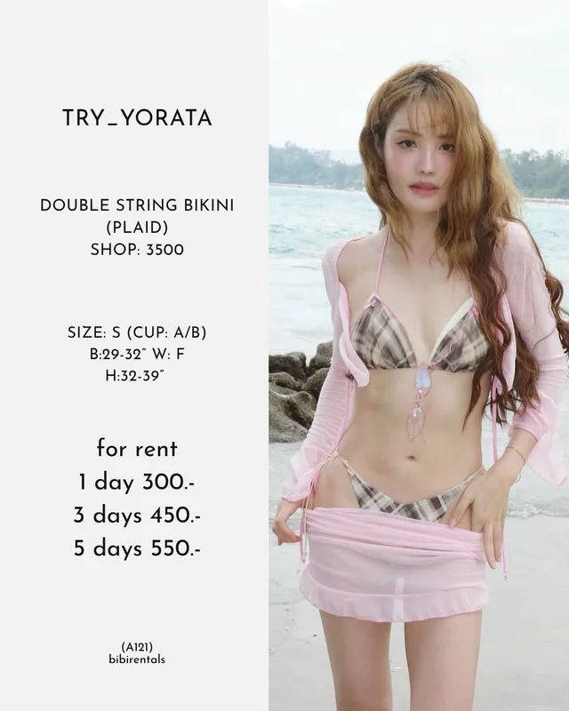 Try yorata Double String Plaid Bikini Size S