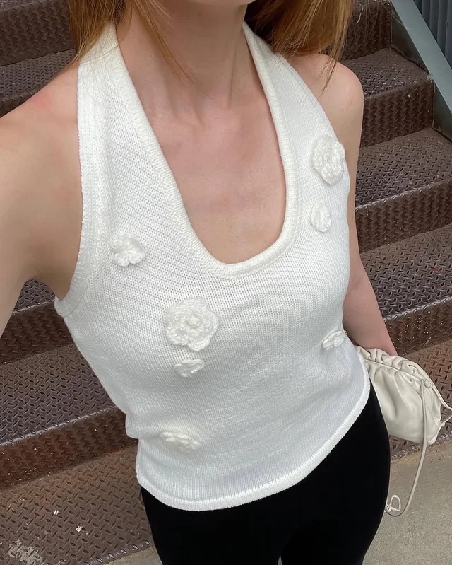 RUSH FLORETTE KNITTED HALTER TOP ONE SIZE thumbnail 2