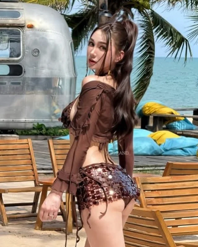 Set ชุดว่ายน้ำ JQR Bikini สีน้ำตาล Freesize thumbnail 2