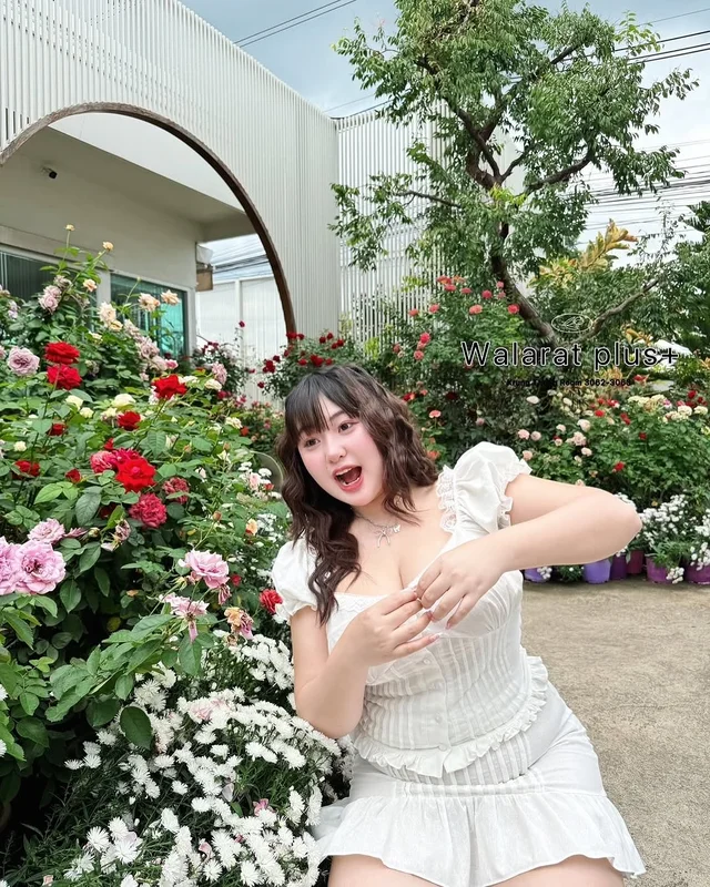 Walrarat Plus Size ชุดเซ็ตลูกไม้สีขาว thumbnail 8