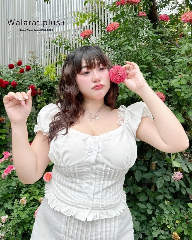 Walrarat Plus Size ชุดเซ็ตลูกไม้สีขาว thumbnail 5