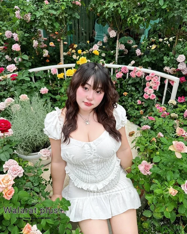 Walrarat Plus Size ชุดเซ็ตลูกไม้สีขาว thumbnail 6
