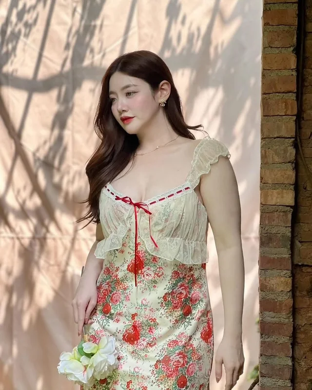 Lalamer เดรสเข้ารูปลายดอกไม้ Plus Size thumbnail 7