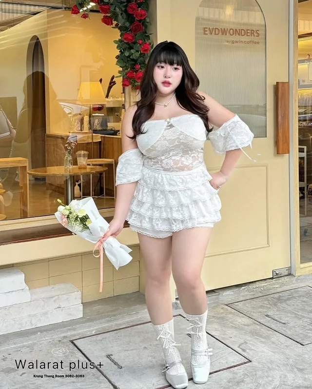 ชุดเซ็ตลูกไม้สีขาว Walratplussize (alternate)