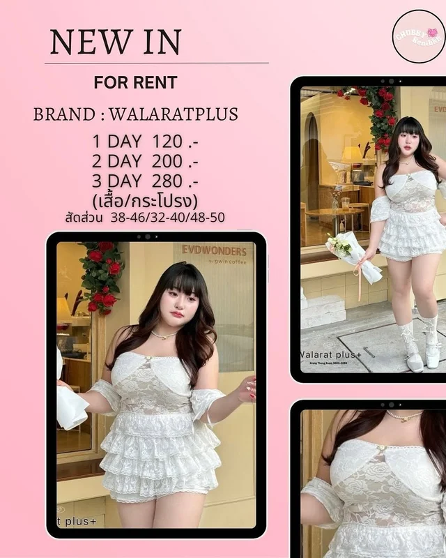 ชุดเซ็ตลูกไม้สีขาว Walratplussize
