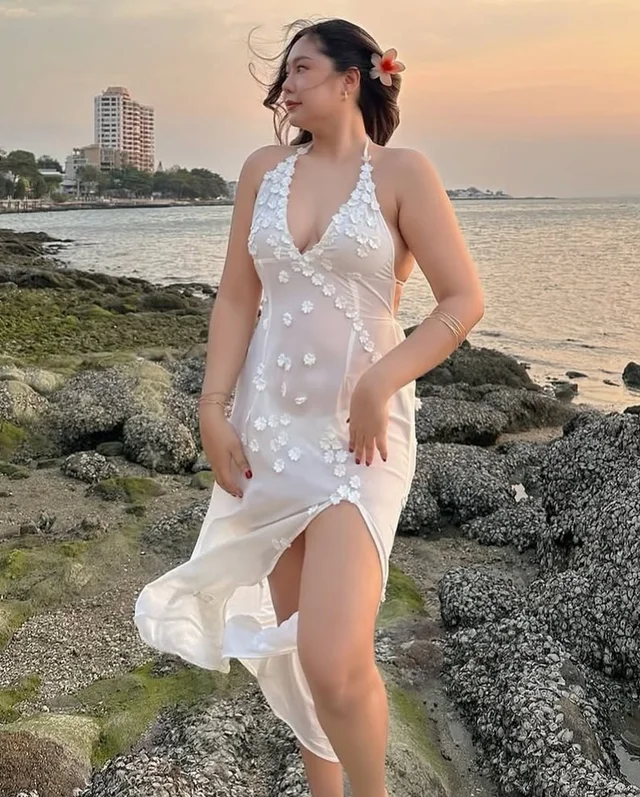 All aboutbit เดรสยาวชีฟองสีขาว thumbnail 6