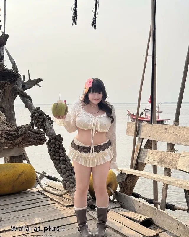 Walaratplussize ชุดเซ็ตผ้าแต่งระบายสไตล์ลอยทะเล thumbnail 6