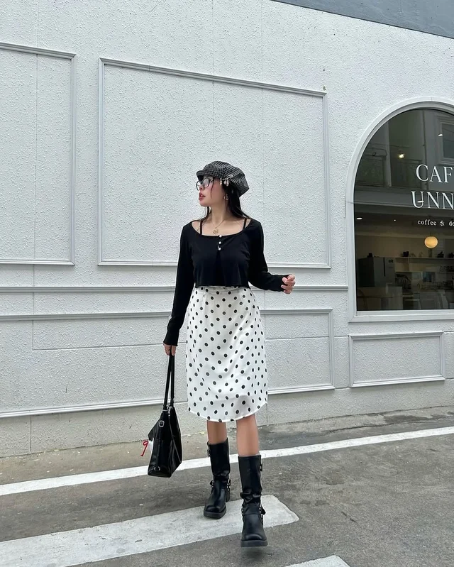 เซ็ต Sooooly เสื้อคลุม สายเดี่ยว กระโปรงลาย Polka Dot อก 36 46 thumbnail 3