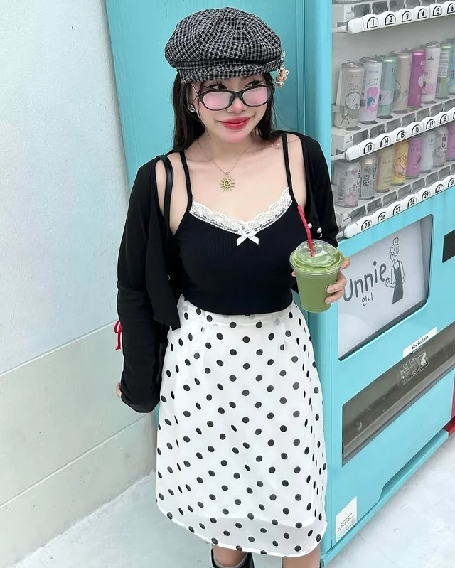 เซ็ต Sooooly เสื้อคลุม สายเดี่ยว กระโปรงลาย Polka Dot อก 36 46 thumbnail 11