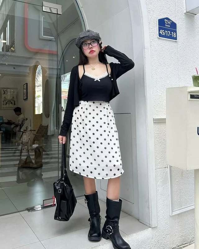 เซ็ต Sooooly เสื้อคลุม สายเดี่ยว กระโปรงลาย Polka Dot อก 36 46 thumbnail 6