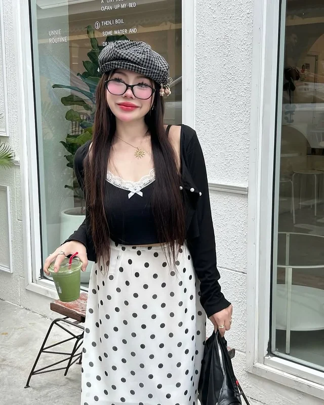 เซ็ต Sooooly เสื้อคลุม สายเดี่ยว กระโปรงลาย Polka Dot อก 36 46 (alternate)