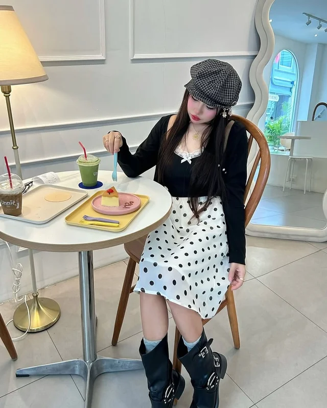 เซ็ต Sooooly เสื้อคลุม สายเดี่ยว กระโปรงลาย Polka Dot อก 36 46 thumbnail 10