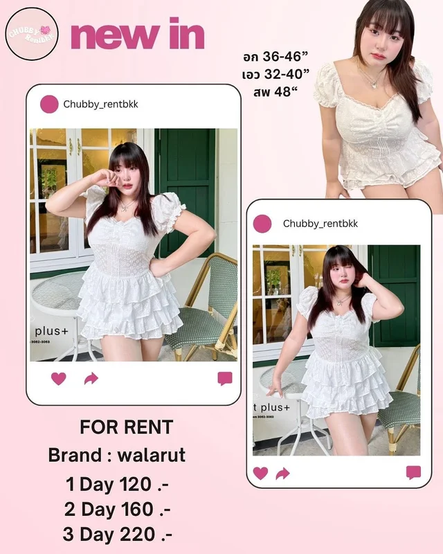ชุดเดรสสาวอวบ Walarut ทรงตุ๊กตาสีขาว 1
