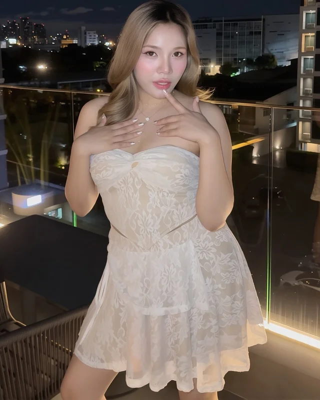ชุดเซ็ทลูกไม้ A bit chubbies สีขาว Size อก 34 42 thumbnail 3