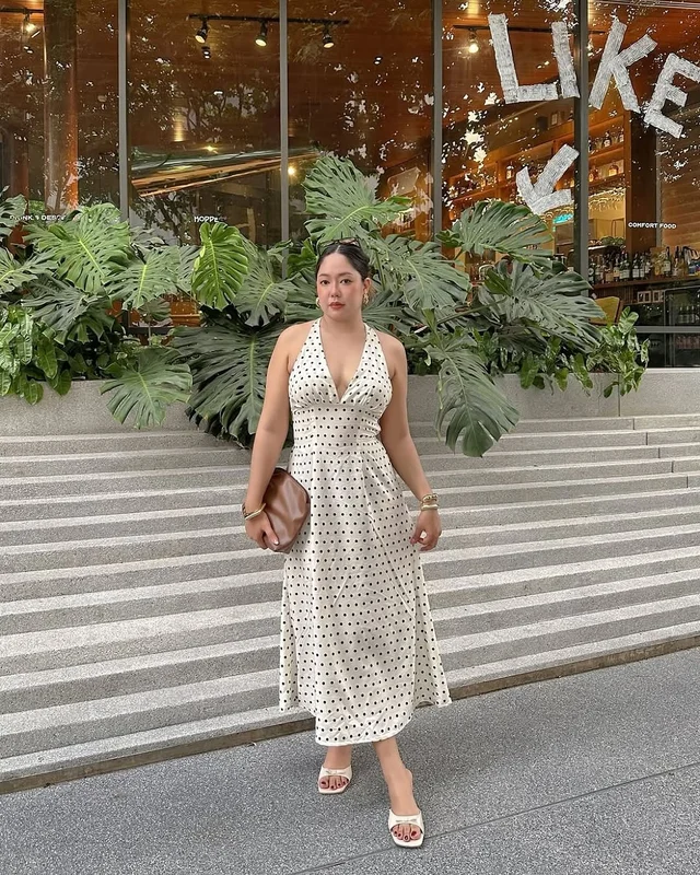 เดรส Polka Dot allaboutbit สาวอวบ Long Dress thumbnail 4