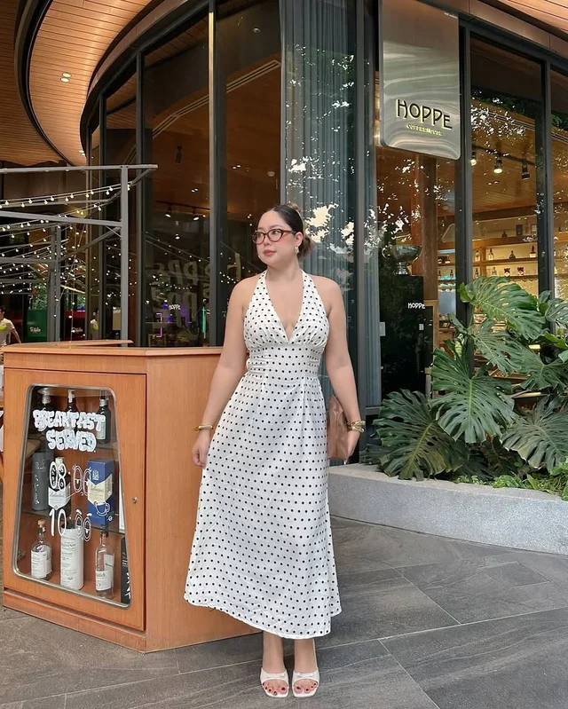 เดรส Polka Dot allaboutbit สาวอวบ Long Dress thumbnail 5