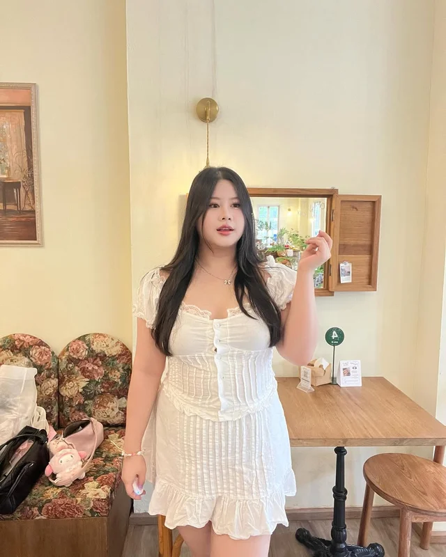 Walaratplussize ชุดเดรสลูกไม้สีขาว thumbnail 8