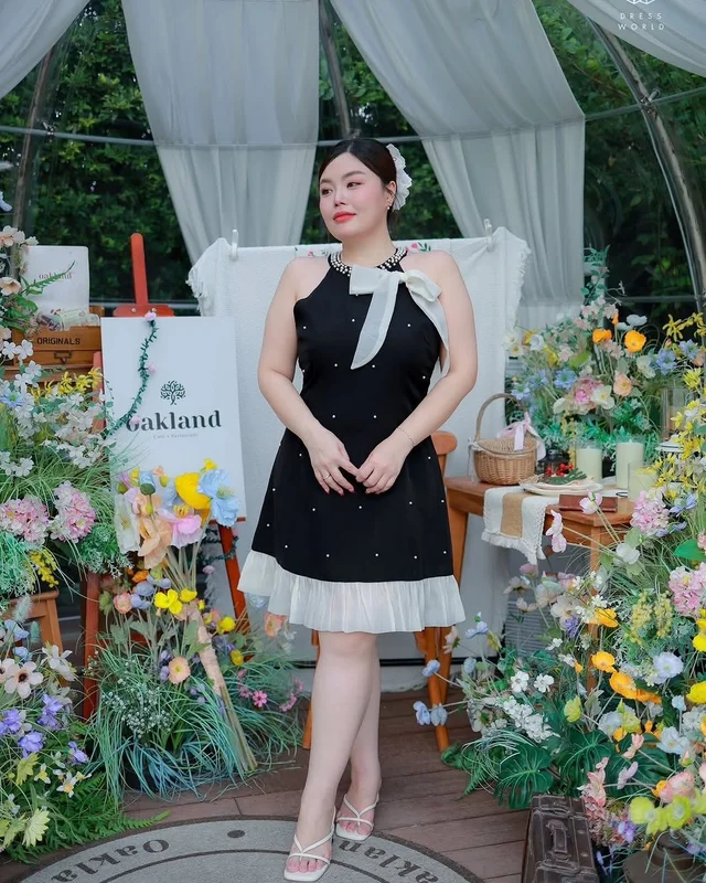 Dressworld Little Black Dress ประดับโบว์และมุก thumbnail 2