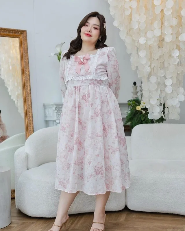 BBW Shop เดรสยาวชมพู อก 40 เอว 34 thumbnail 5