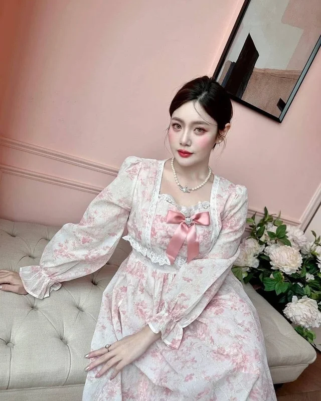 BBW Shop เดรสยาวชมพู อก 40 เอว 34 thumbnail 4