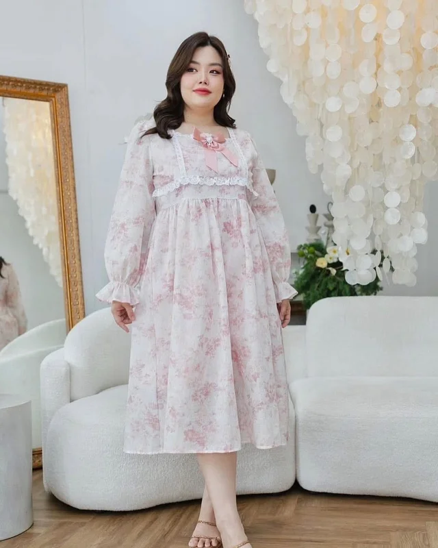 BBW Shop เดรสยาวชมพู อก 40 เอว 34 thumbnail 6