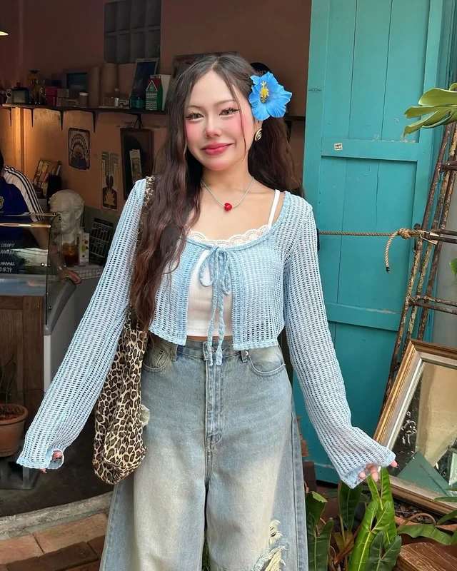 Sooooly tina set Top เสื้อคาร์ดิแกนไหมพรม อก 40 48 thumbnail 4