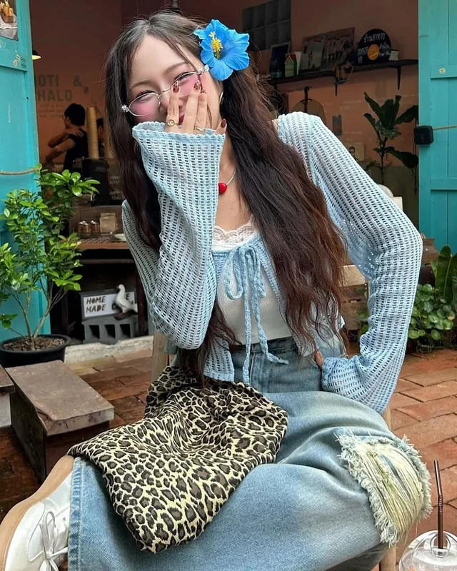 Sooooly tina set Top เสื้อคาร์ดิแกนไหมพรม อก 40 48 thumbnail 6