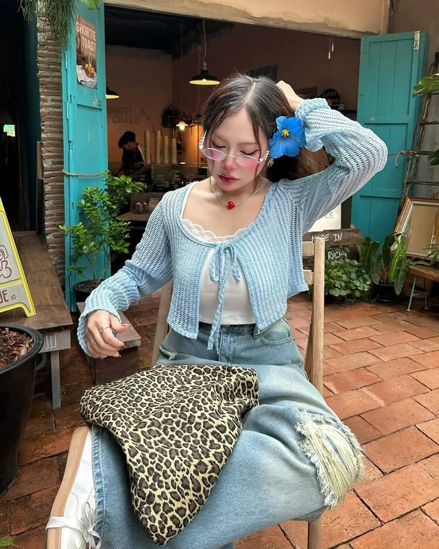 Sooooly tina set Top เสื้อคาร์ดิแกนไหมพรม อก 40 48 thumbnail 3