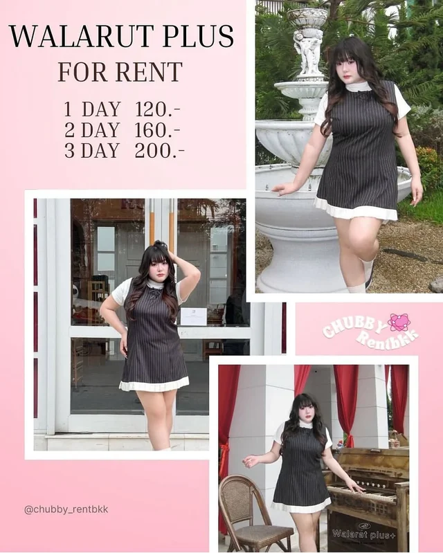 Chubby Rent BKK ชุดเซ็ตเสื้อครอปแขนยาวลายทางและกระโปรงพลีท Brand walaratplus thumbnail 3