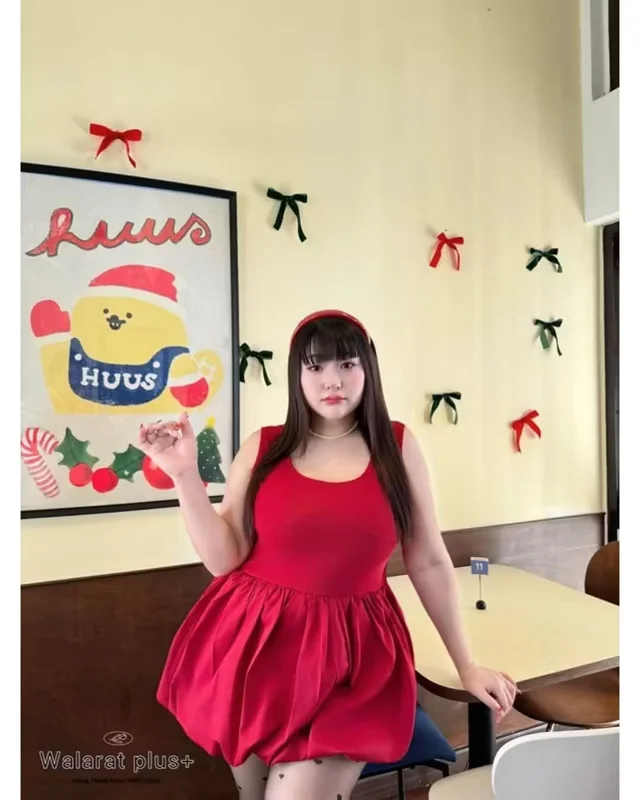 Walaratplus เดรสกระโปรงบอลลูนสีแดง thumbnail 4