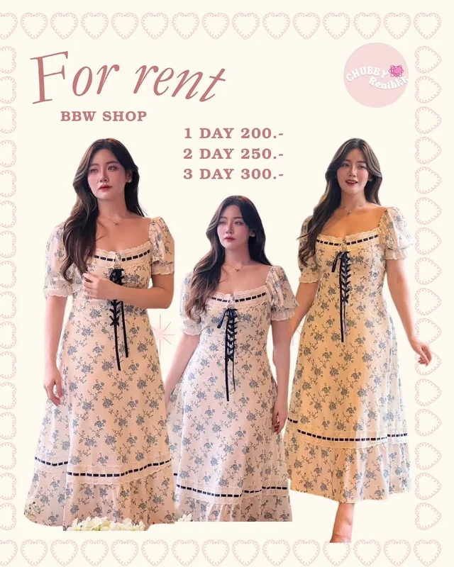 เดรสยาว BBW Shop สไตล์วินเทจ ลายดอก