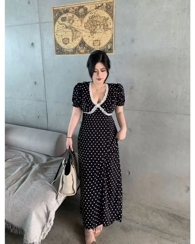 เดรสยาวลายจุด สาวอวบ thumbnail 5