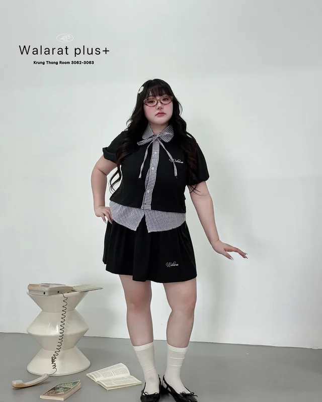 Walarat Plus ชุดเซ็ตเสื้อและกระโปรงสไตล์นักเรียน สาวอวบ thumbnail 3