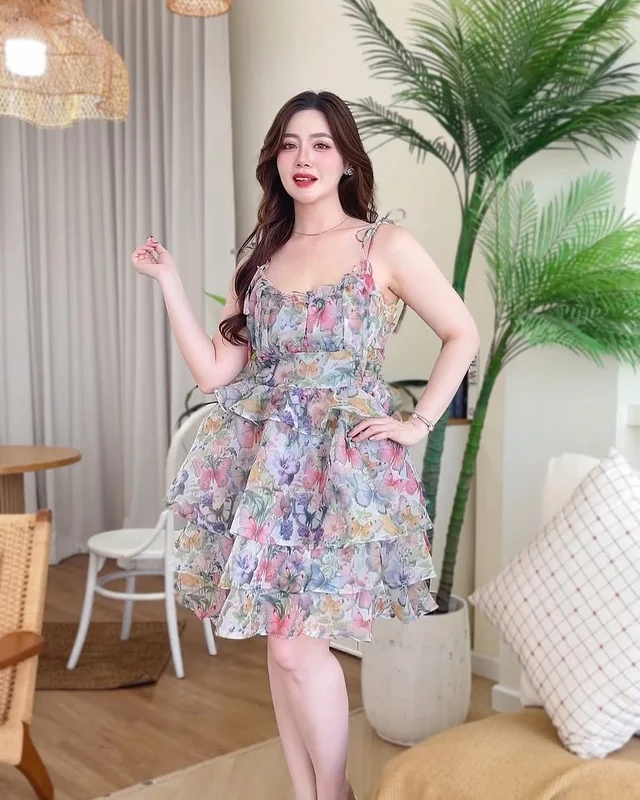 lalamer เดรสสั้นลายดอกไม้หวานฟรุ้งฟริ้ง thumbnail 2