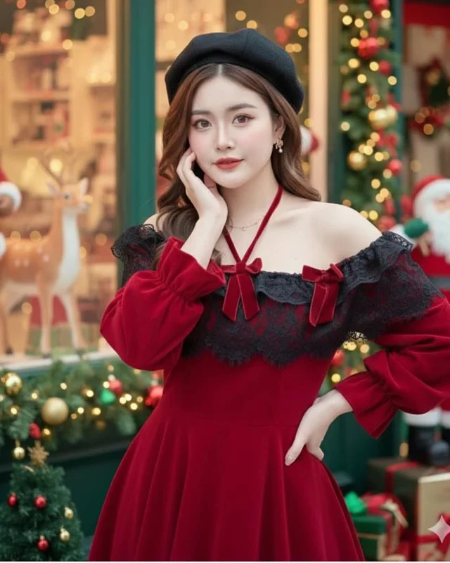 เดรสแดง Caloriefashion สายหวาน thumbnail 3