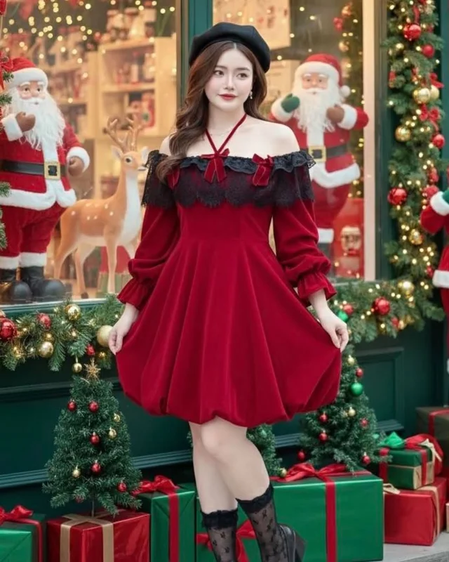 เดรสแดง Caloriefashion สายหวาน thumbnail 4