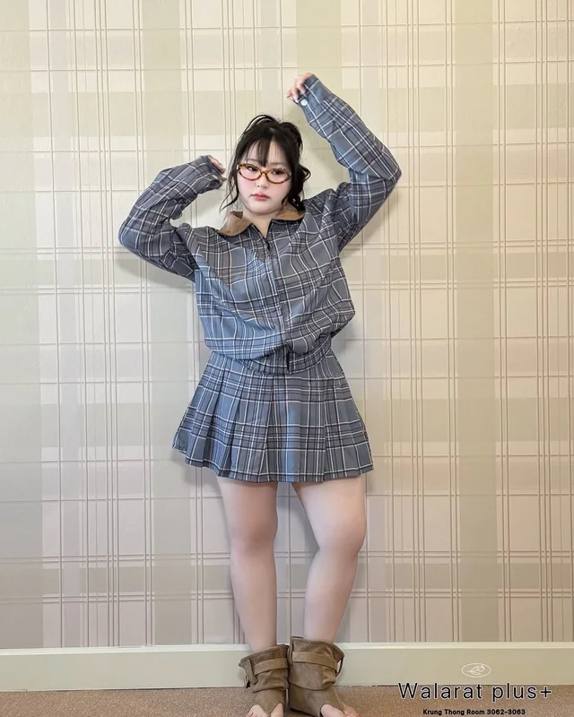 Walarut ชุดเซ็ตลายสก๊อต สำหรับสาวอวบ thumbnail 4