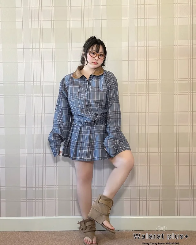 Walarut ชุดเซ็ตลายสก๊อต สำหรับสาวอวบ (alternate)