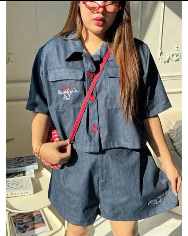 เซ็ตยีนส์สุดคิ้วท์ เสื้อและกางเกง สำหรับสาวอวบ thumbnail 4