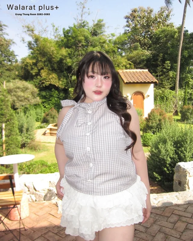 WALARA TOP เสื้อเชิ้ตแขนกุดลายตาราง thumbnail 3